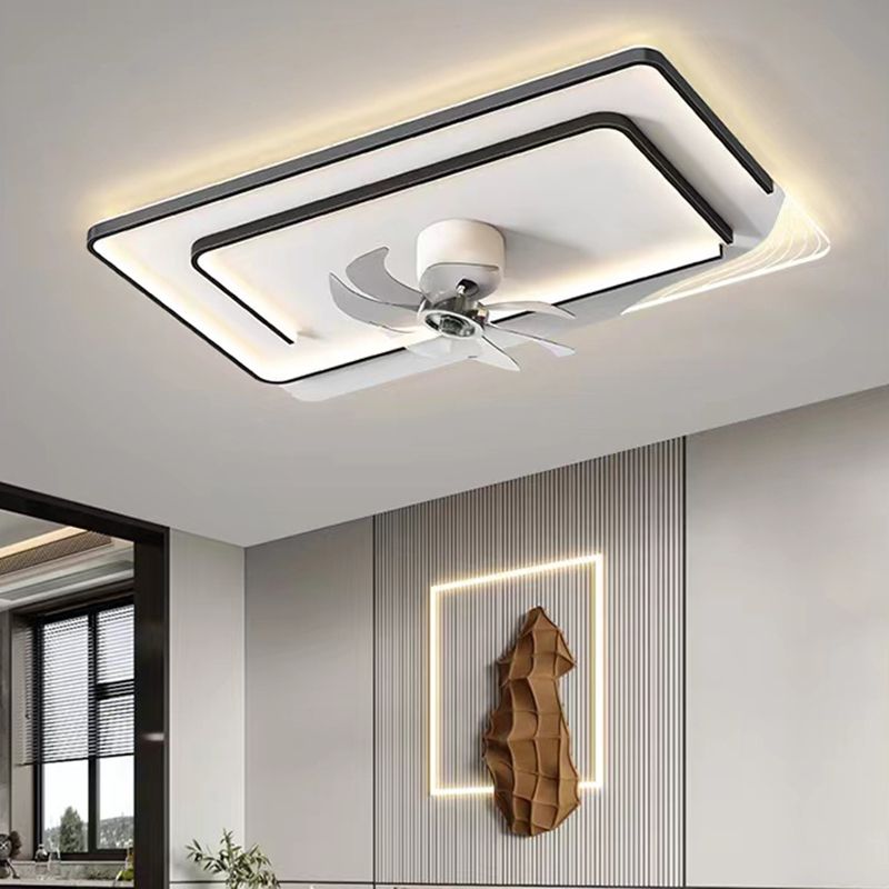 Modern Simple Ceiling Fan Lamp Geometry Shape LED Ceiling Fan Light for Bedroom