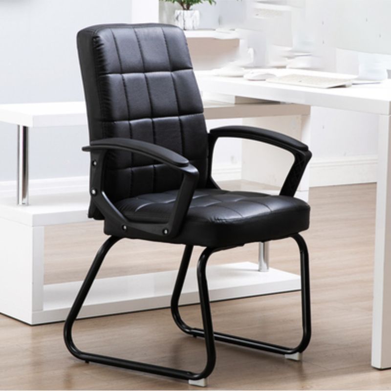 Chrome Frame Modern Desk Chair with Arms Faux Leather Task Chair with Metal Legs