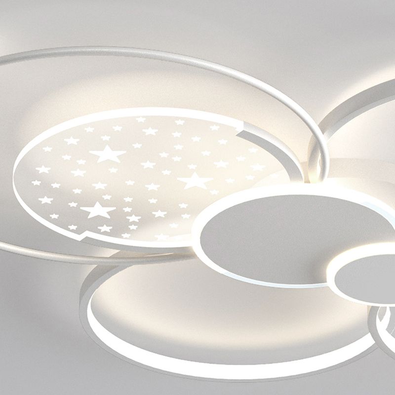 Modern LED Metal Flush Mount Circle Shape Ceiling Light with Acrylic Shade for Living Room