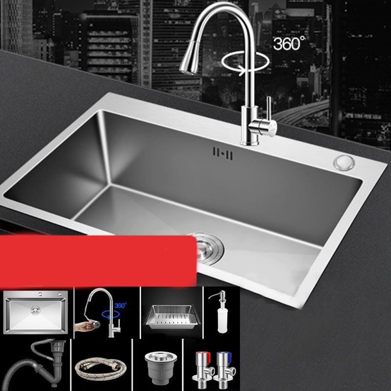 Contemporary Style Kitchen Sink Stainless Steel Kitchen Sink with Drain Strainer Kit