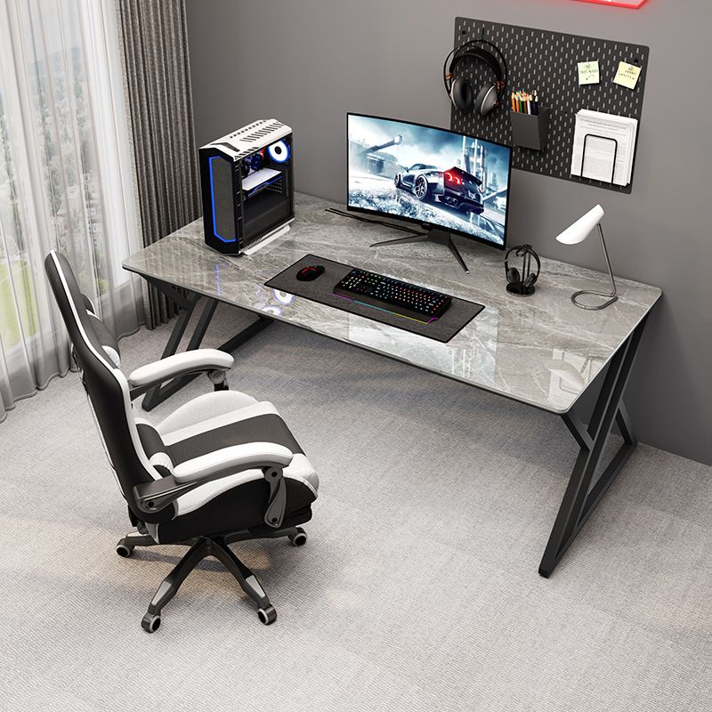 Industrial Gaming Desk Antique Finish Computer Desk with Metal Legs