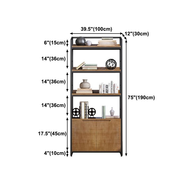 Industrial Style Bookshelf Open Back Solid Wood Bookcase for Home Office