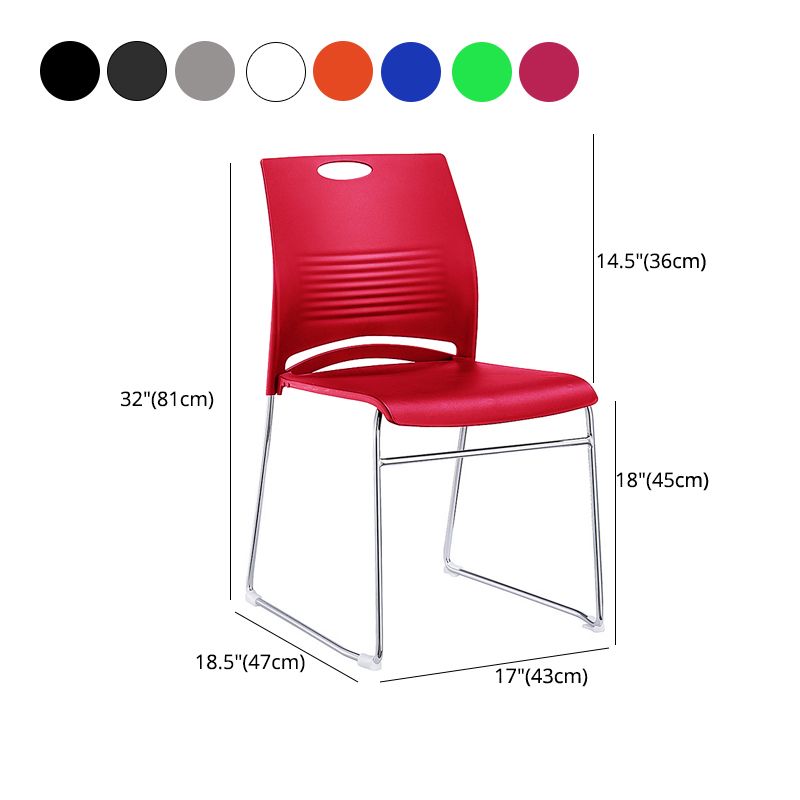 Low Back Office Chair Plastic/Fabric Upholstery Task Chair with Stainless Steel Legs