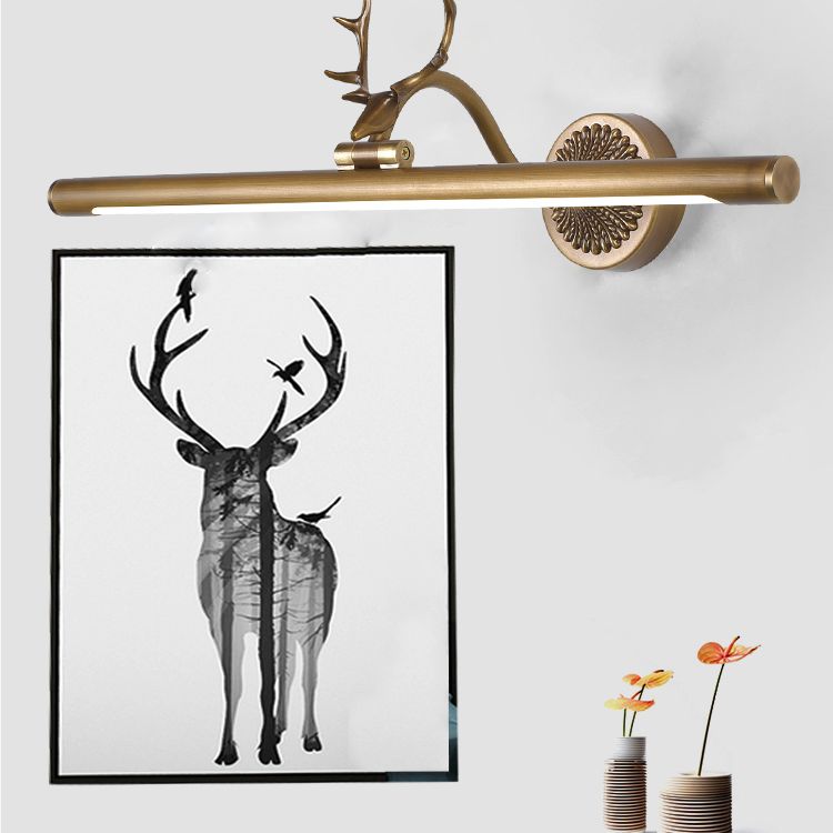 Modern Luxury Style Cylindrical Wall Mounted Vanity Lights Copper Vanity Wall Light Fixtures with Antlers