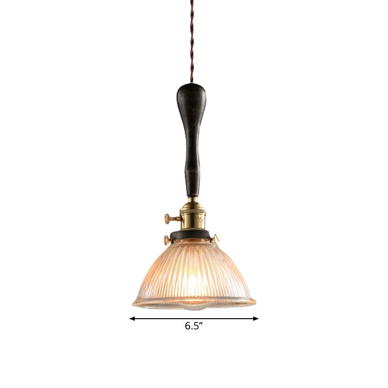 Clear Dome Ceiling Light Industrial Ribbed Glass 1 Light Living Room Pendant Lighting Fixture