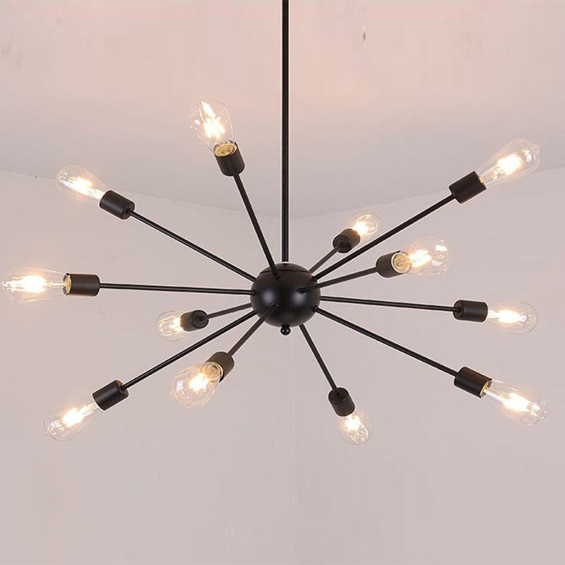 Luz colgante de Sputnik Black en lámpara de hierro forjado de estilo vintage industrial para lugar comercial