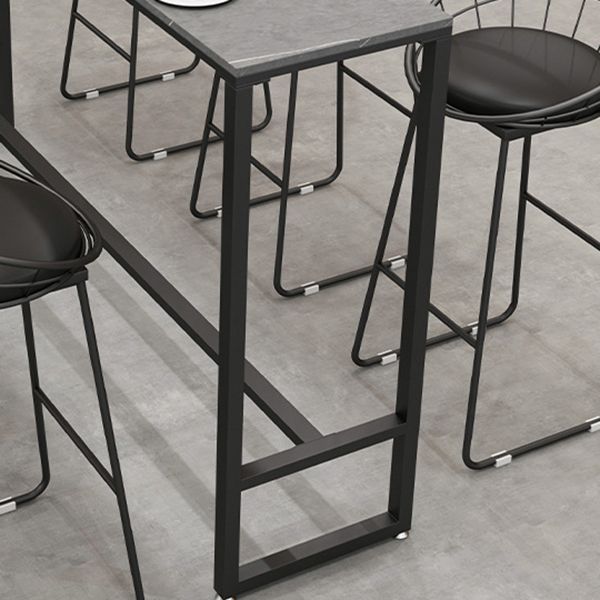 Stone Bar Dining Table Industrial Bar Dining Table with Black Base