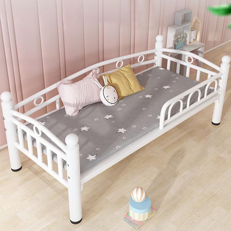 Industrial Rectangle Crib Metal 2-In-1 Convertible Nursery Bedwith Casters