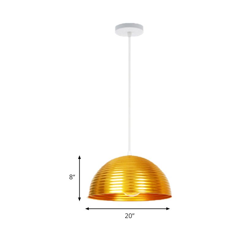 Dome Shade Pendant Light avec Ruffle Contemporary Metal Single Head Red / Jaune / Blue Pendant Light, 12 "/ 16" /19,5 "de large