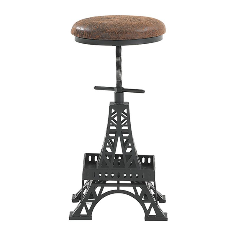 Industrial Black Iron Counter Stools Backless Indoor Bar Stool with Round Seat