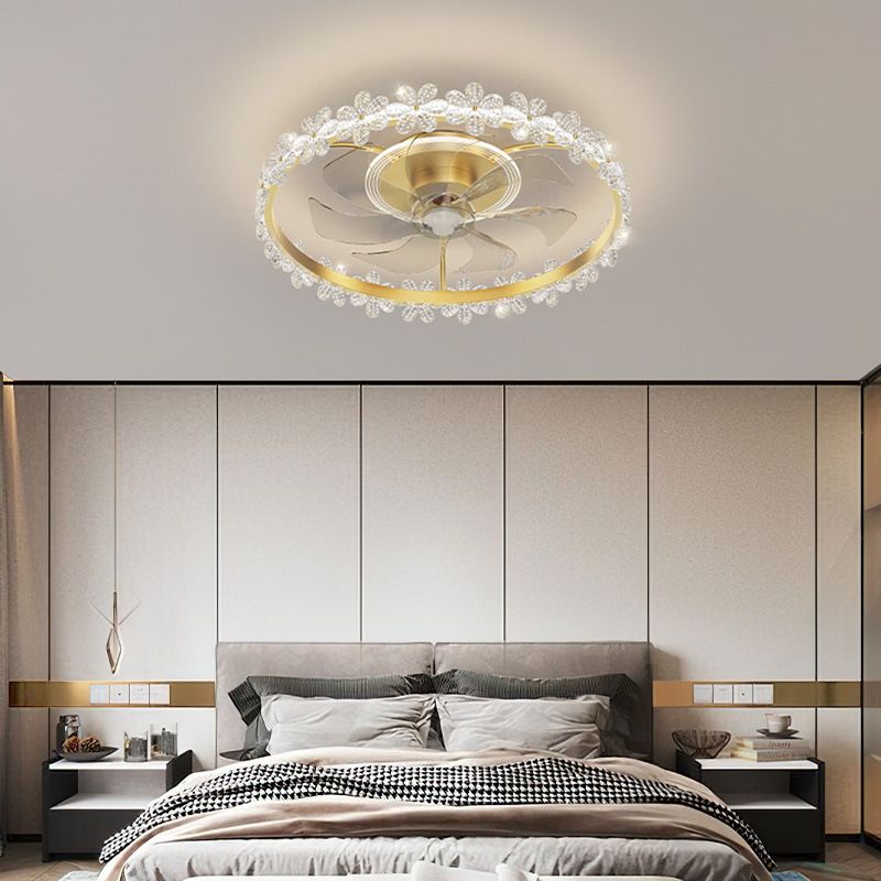 Metal Circular Ceiling Fan Lamp Simplicity Style LED Ceiling Mounted Light