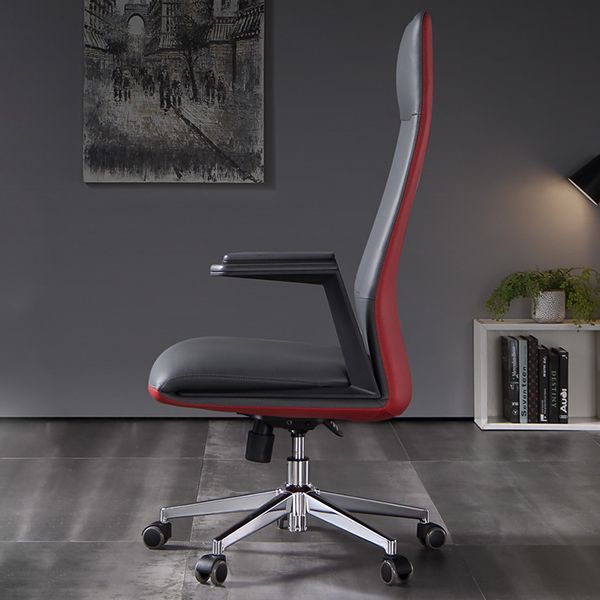 Modern Padded Arms Leather Office Chair Height-adjustable Chair