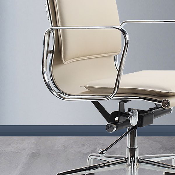 Modern Fixed Arms Chair Leather No Distressing Ergonomic Desk Chair