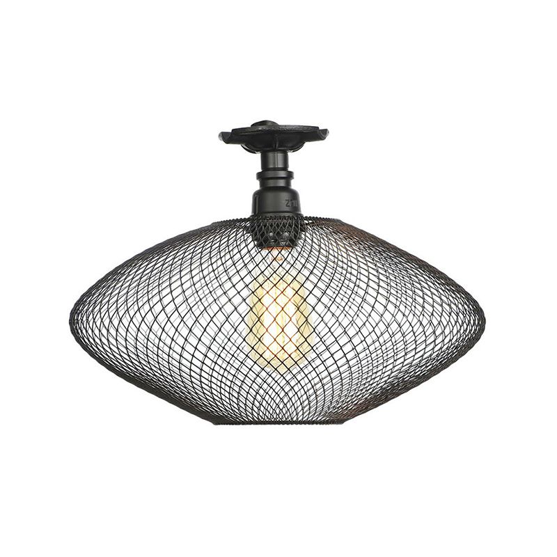 Modern Flush Mount Ceiling Light Metal 1-Light Flush Mount Lighting in Black