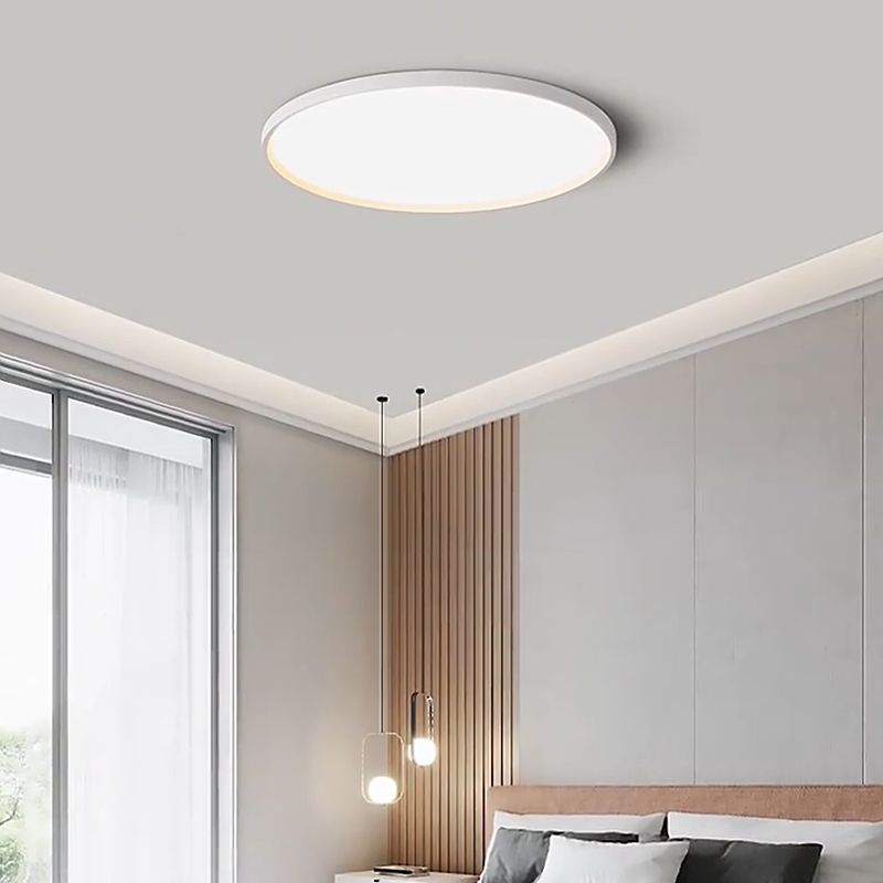 White Ceiling Light Fixture Simple Circle LED Flush Mount for Bedroom