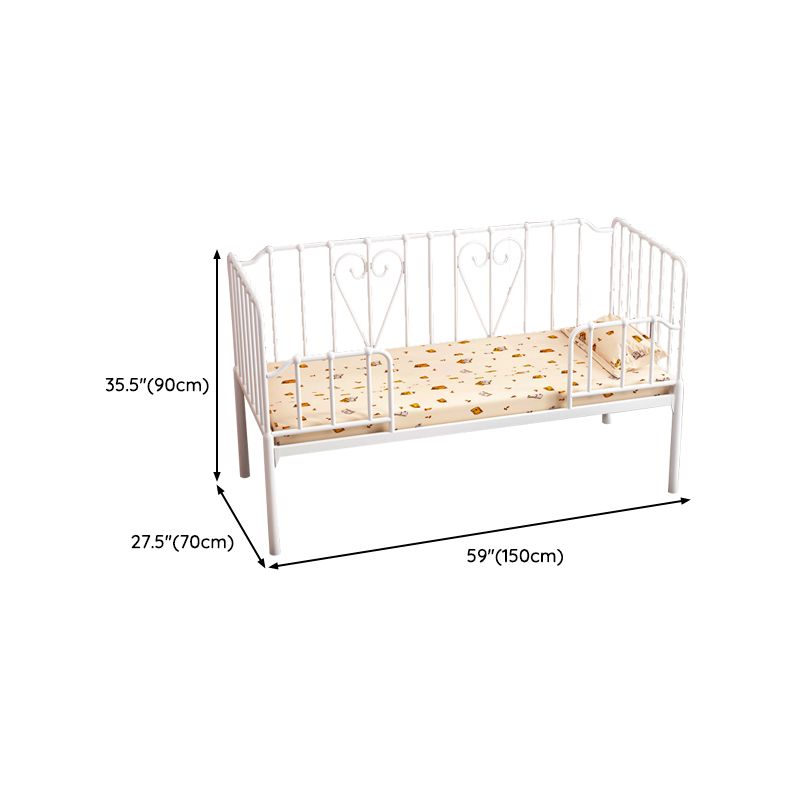 Nursery Bed with Guardrail in Metal Industrial Nursery Crib in White