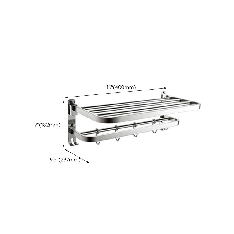 Polished Chrome Modern Bathroom Accessory Set in Stainless with Bath Shelf/Towel Bar