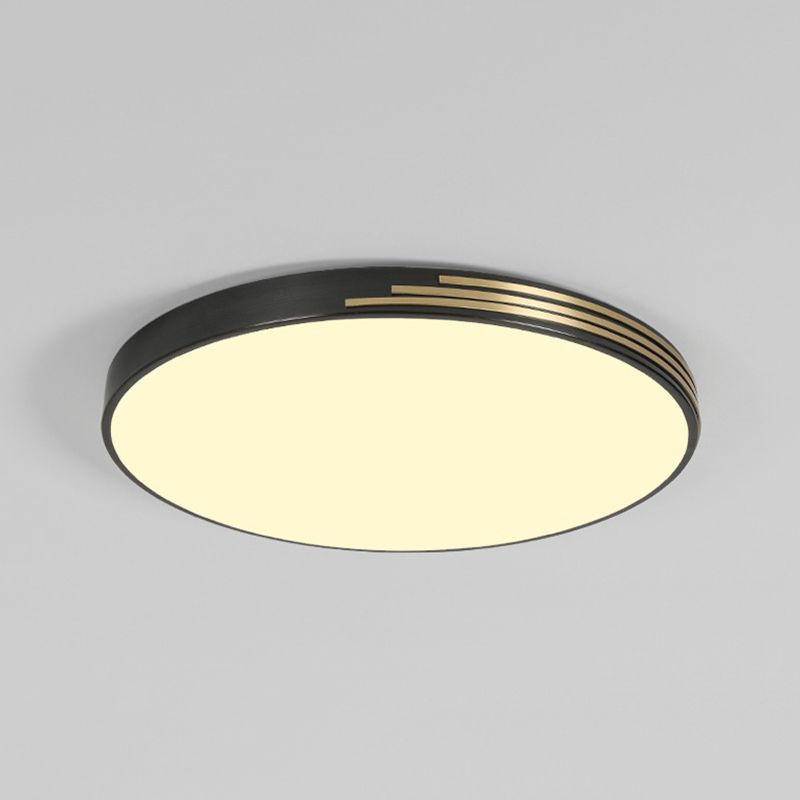 Contemporary Flush Light Round Brass Ceiling Lighting for Bedroom