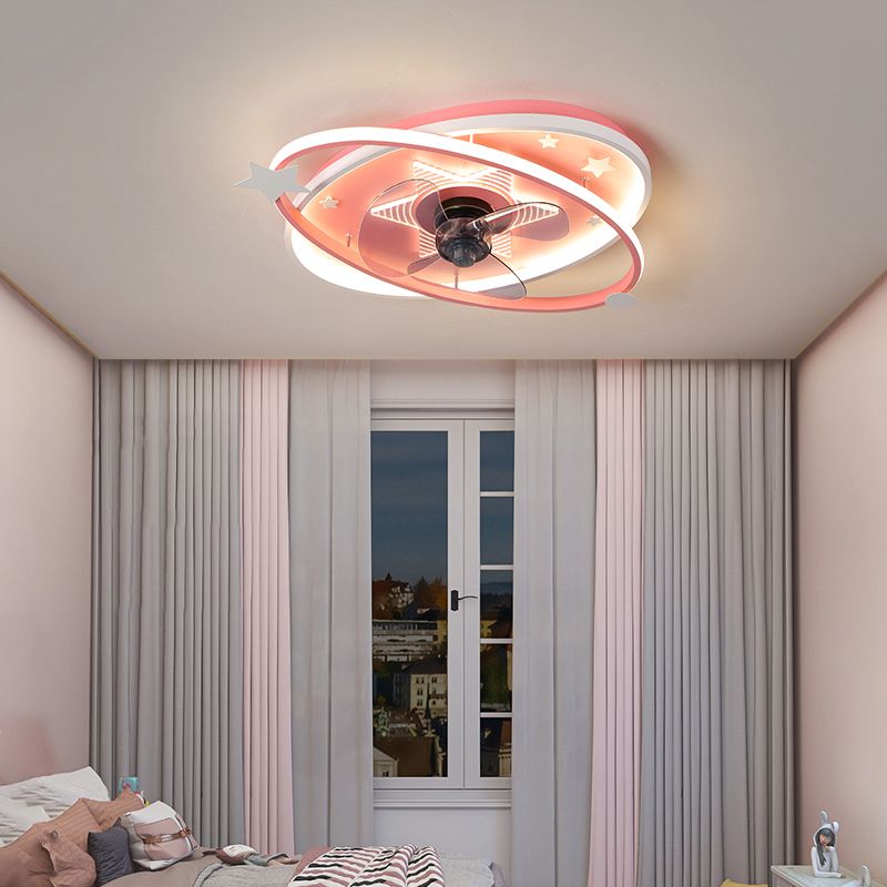 Nordic Style Ceiling Fan Lamp Ellipse Shape Ceiling Fan Light for Children's Room