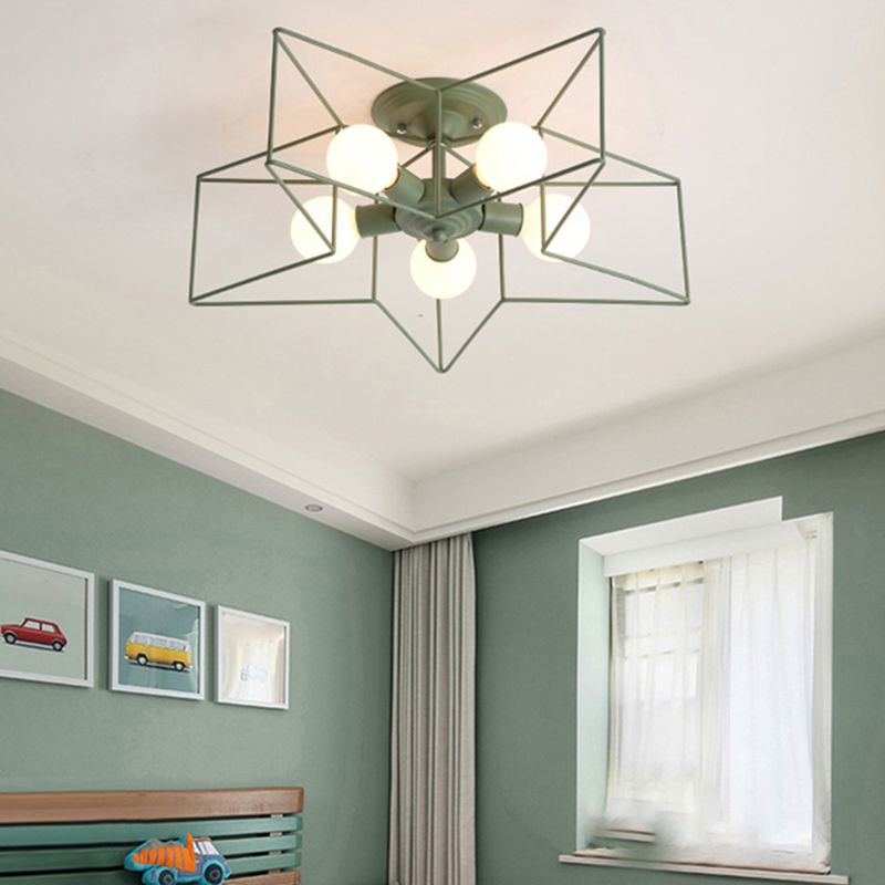 Modern Star Shape Flush Mount Light Fixtures 5 Light Flush Mount Ceiling Light