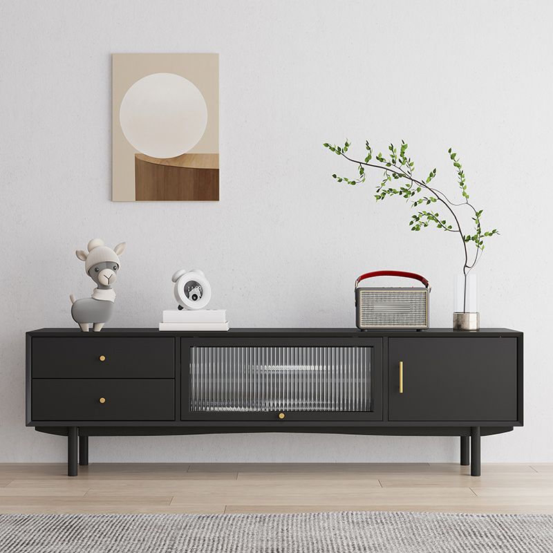 Glam TV Media Stand Solid Wood TV Media Console with Drawers