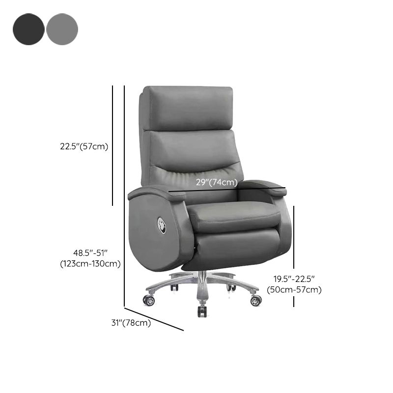 Modern Slide Office Chair Leather Adjustable Seat Height Desk Chair with Wheels