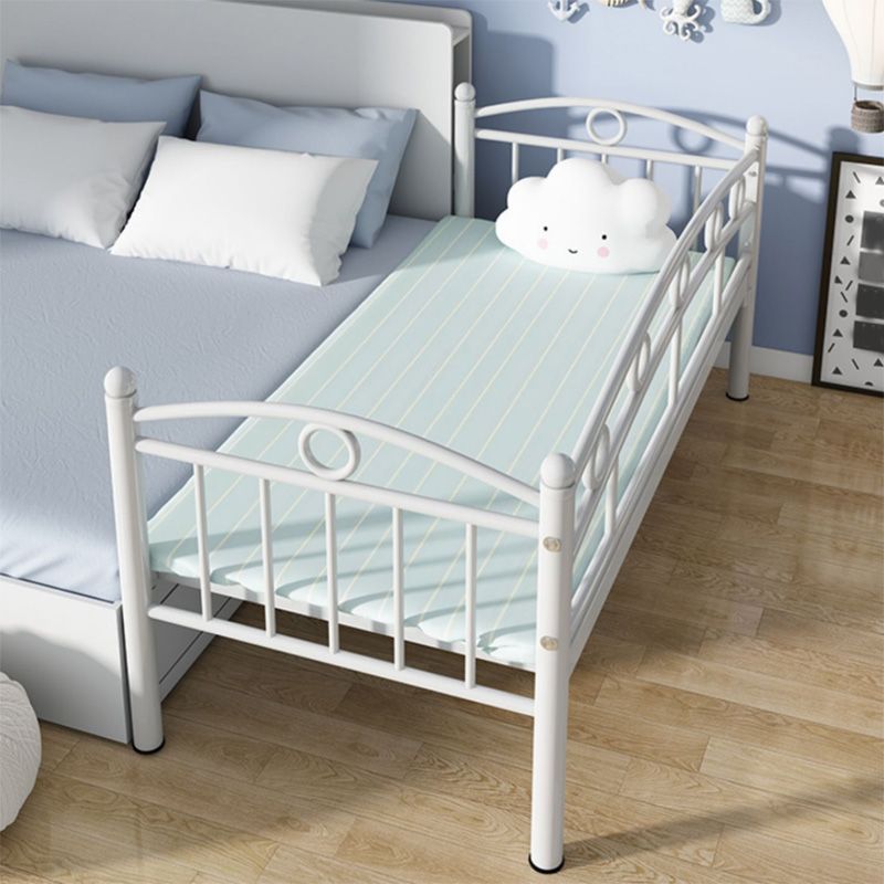 Industrial Iron Slat Headboard with Guardrail White No Theme Toddler Bed