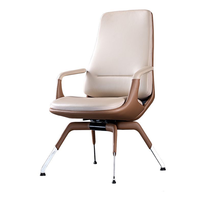 Contemporary Fixed Arms Conference Chair Leather Desk Chair for Office