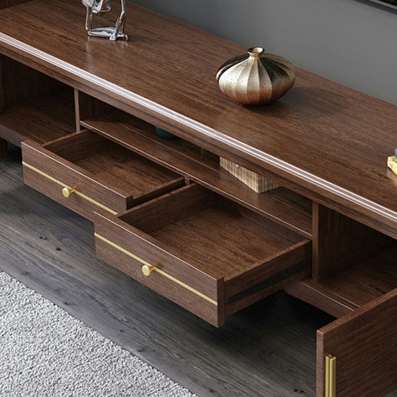 Traditional Walnut TV Stand Console Open Storage TV Media Stand for Living Room