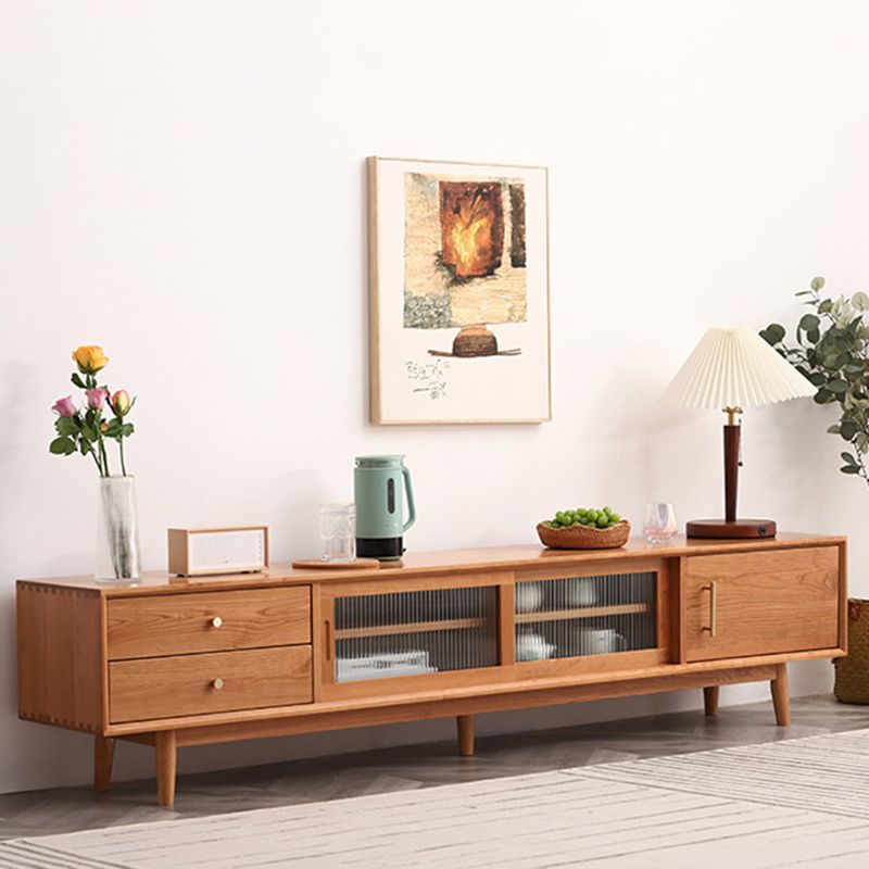 Scandinavian TV Stand Console Wooden TV Media Stand with Drawers