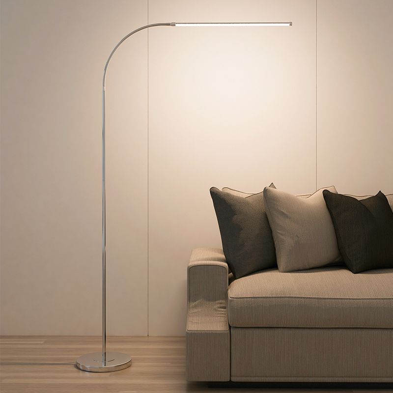 1 Light Linear-Shaped Floor Lamps Modernism Metal Standard Lamps in Silver