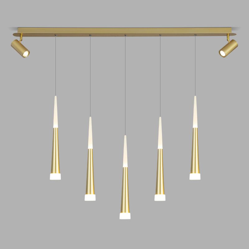 Gold Double Spotlight Design LED Island Light Contemporary Simplicity Cone Hanging Light for Dining Room