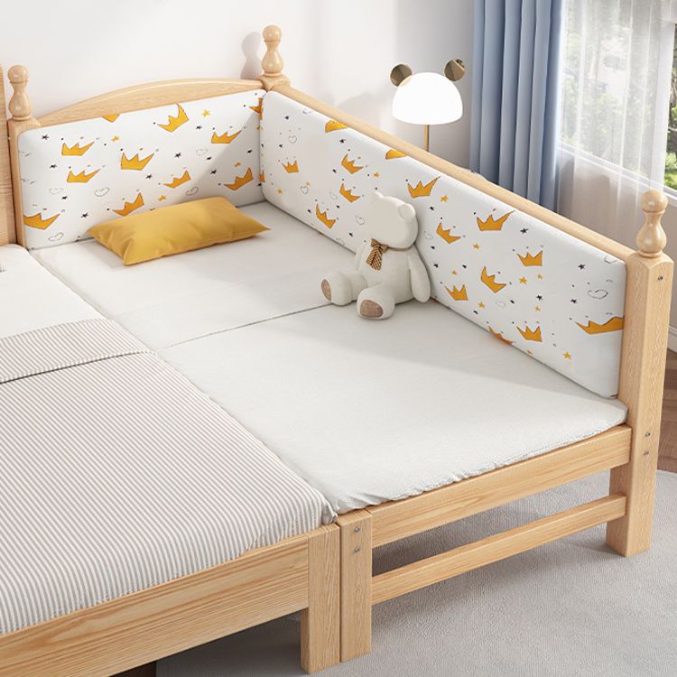 Solid Wood Kids Bed Gender Neutral Scandinavian No Theme Toddler Bed with Guardrail