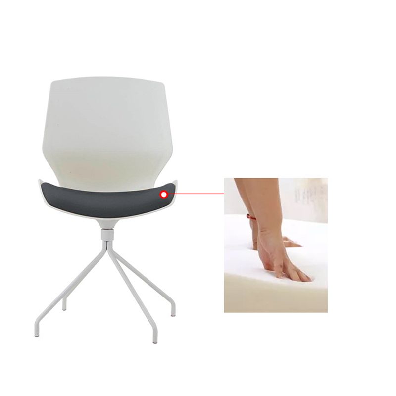 Modern No Wheels Desk Chair White Cotton Armless Office Chair