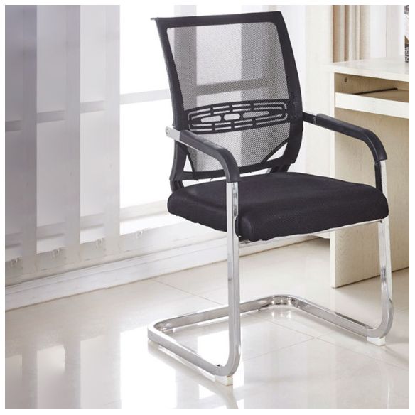 Black Fixed Arms Modern Office Chair Steel No Wheels Office Chair