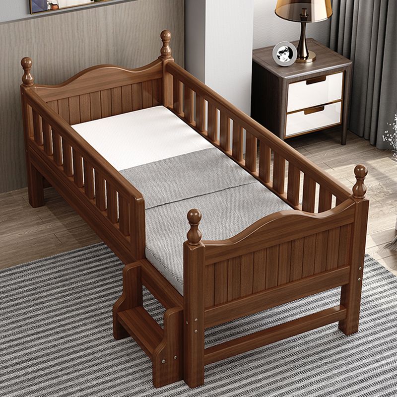 Scandinavian Solid Wood Bed Headboard Kids Bed with Guardrail