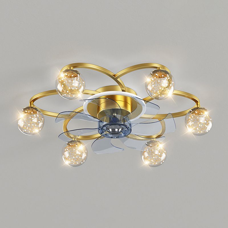 Modernism 7-Blade Ceiling Fan Metallic LED Fan with Light for Home