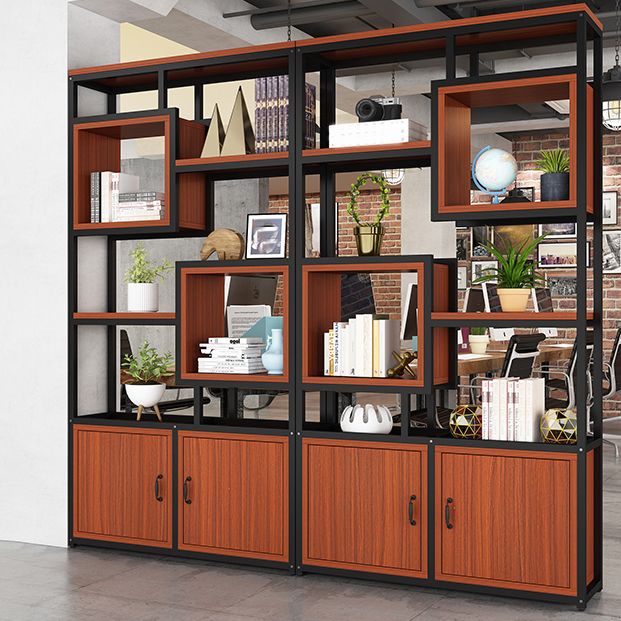 Metal and Wooden Open Shelf Bookcase Etagere Bookshelf for Study Room