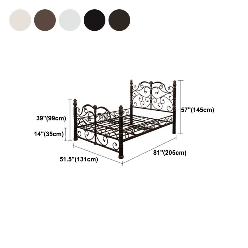 Industrial Metal Full Open-Frame Bed 56.69" H Wire-Grid Bed Frame Set