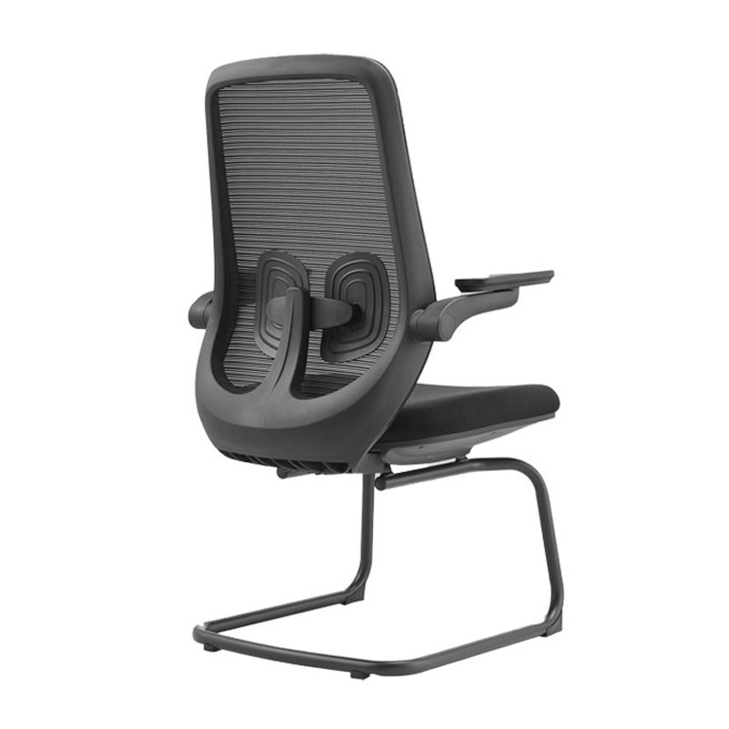 Modern No Wheels Desk Chair Microfiber Black High Back Chair