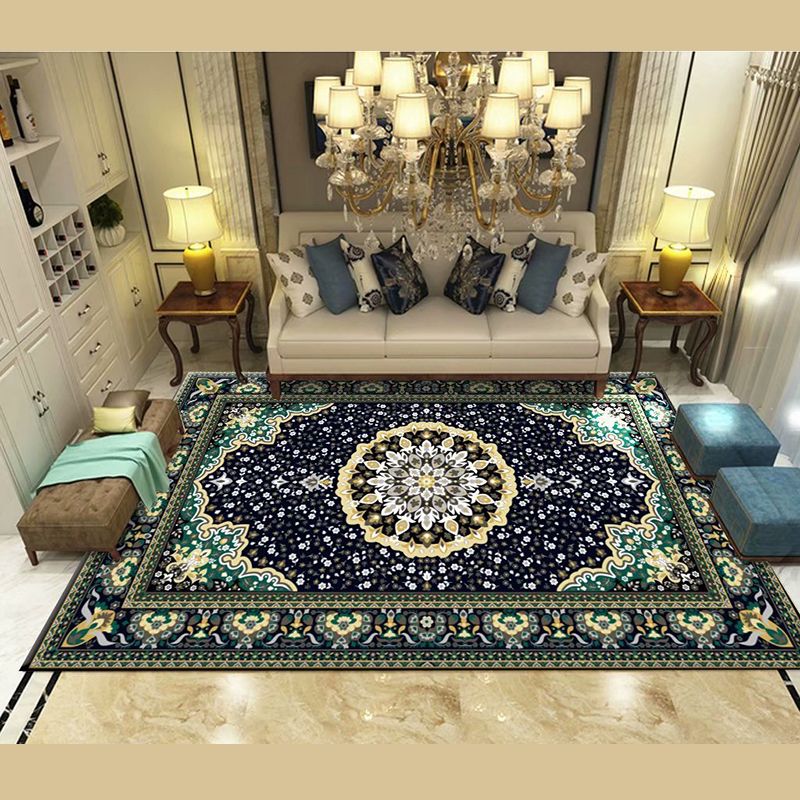 Moroccan Symmetrical Pattern Area Carpet Color Polyester Rug Stain Resistant Carpet for Living Room