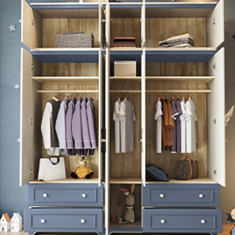 Modern Wooden Wardrobe Cloth Rod Included Kids Closet for Bedroom