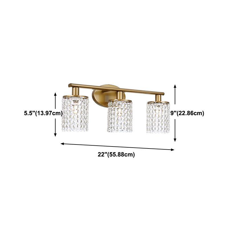 Crystal Half Cylinder Wall Sconce Modern Multi Lights Mirror Wall Light Fixture in Brass