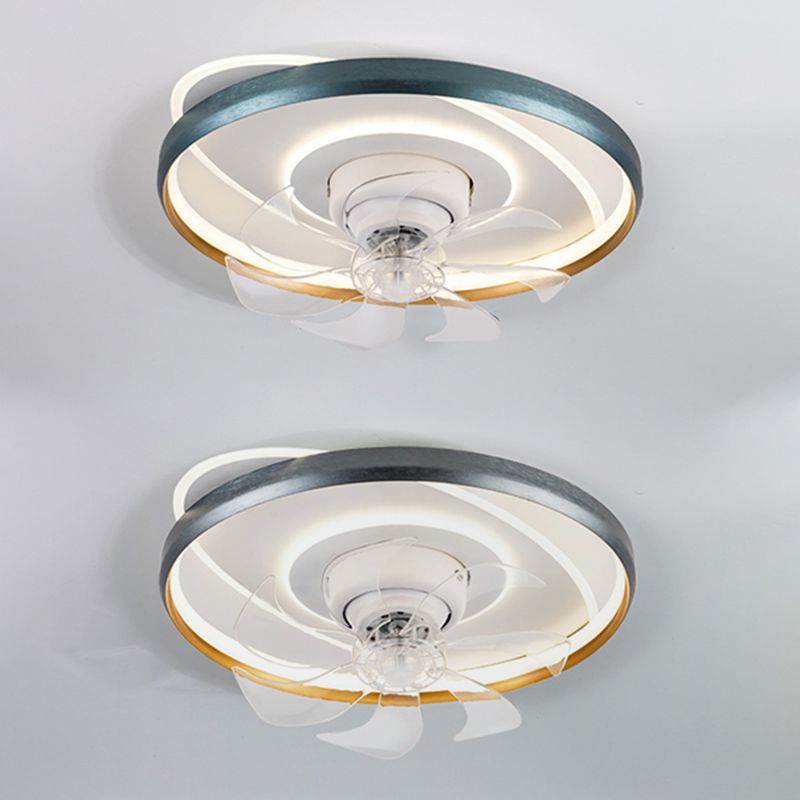 Round Ceiling Fan Light Modern LED Ceiling Mount Lamp with Acrylic Shade for Bedroom