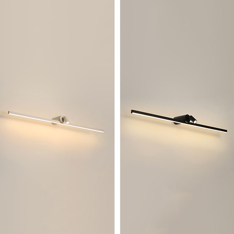 Iluminación de tocador lineal de metal simplicidad de pared LED aplique con foco para el baño