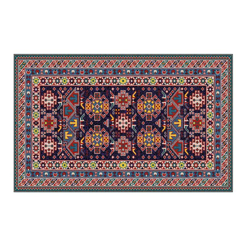 Brown Retro Rug Polyester Medallion Rug Non-Slip Backing Rug for Living Room