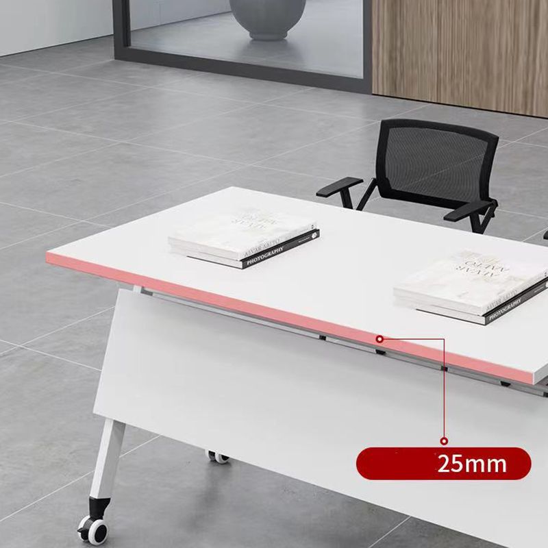 Rectangular Shaped Folding Writing Desk Wood with Metal Legs in White