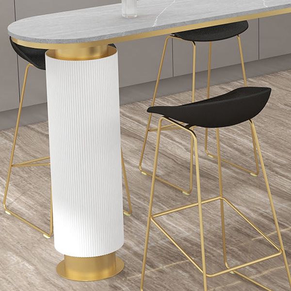 Glam Style Bar Table Stone Double pedestal Bar Dining Table for Indoor