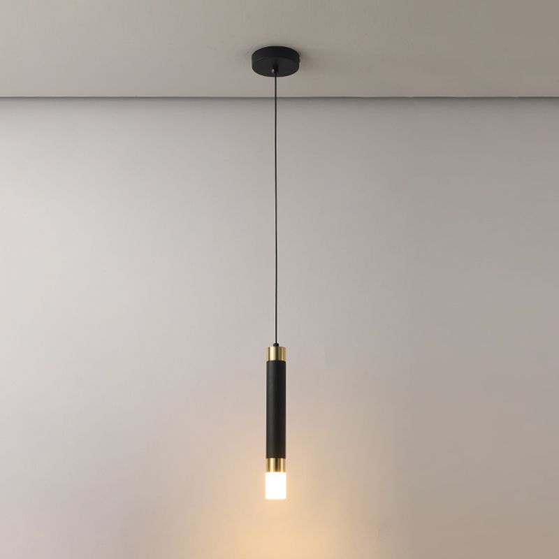 Modern Style Metal Pendant Light Cylinder Shape Hanging Pendant for Bedroom