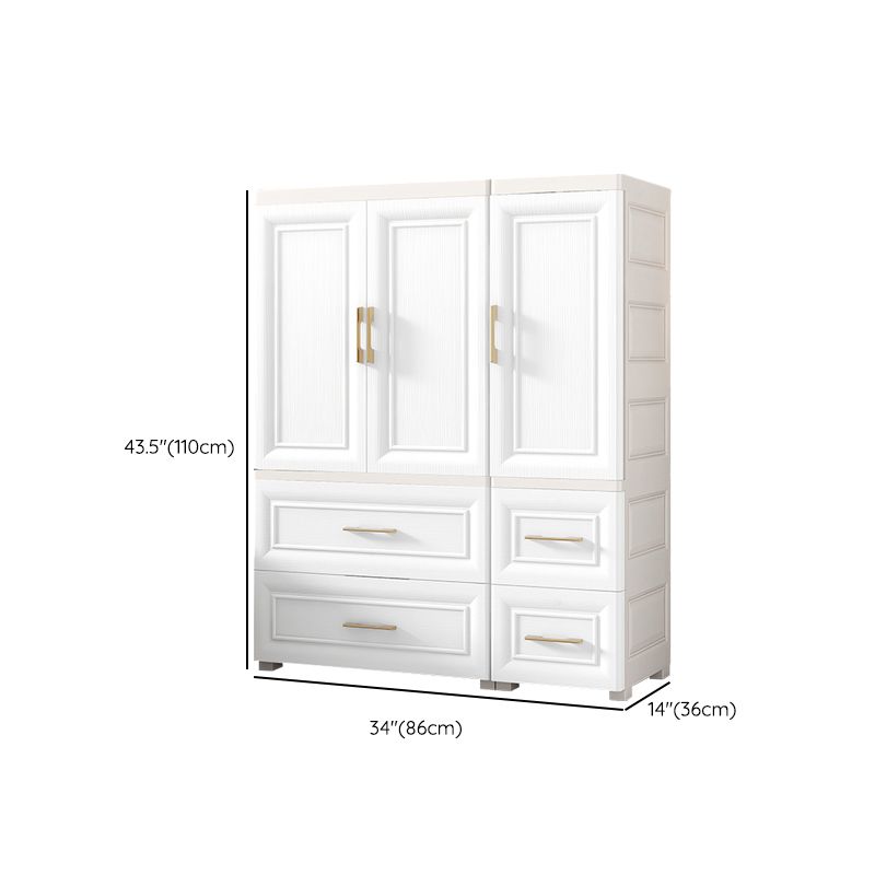 Modern Style Kid's Wardrobe White Plastic Wardrobe Closet for Bedroom